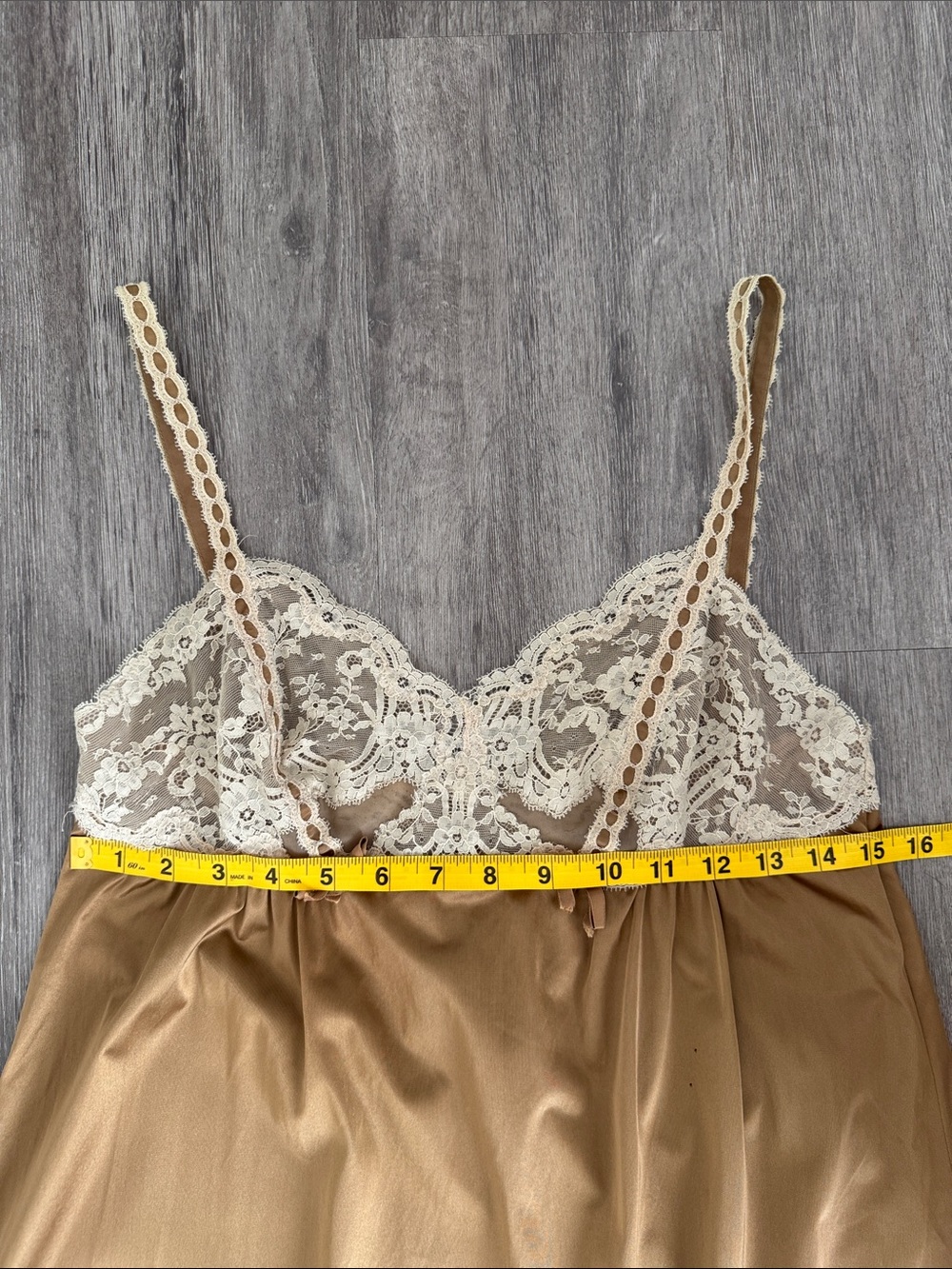 Women's Lace Trim Slip Nightgown - Cream & Tan - Picture 6 of 10